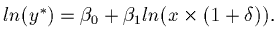 $ln(y^\ast) = \beta_0 + \beta_1 ln(x\times(1 + \delta)).$