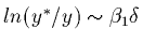 $ln(y^\ast/y) \sim \beta_1\delta$